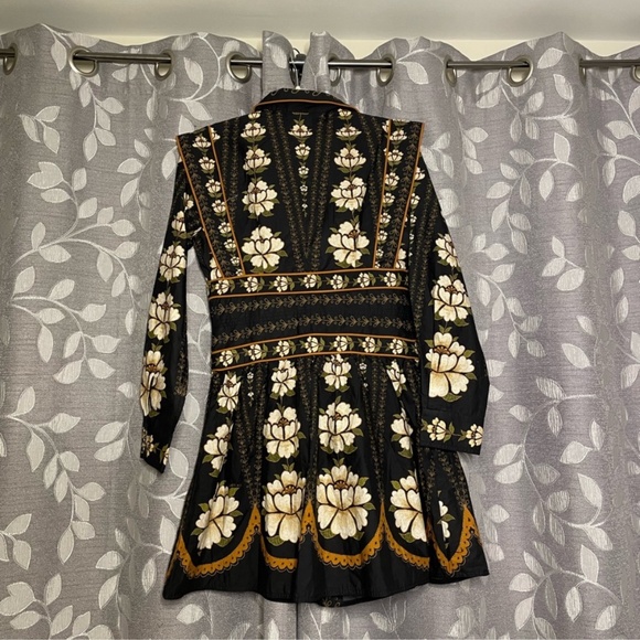 FARM Rio Black Embroidered Flowers Long Sleeve Organic Cotton Mini Dress - Picture 6 of 8